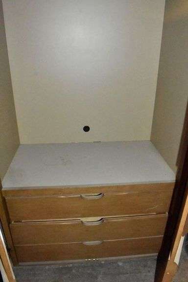 (2) DOOR WOOD ARMOIRE - APPROX. 47" X 29" X 78" WITH ASSORTED WOOD PRODUCTS AS SHOWN