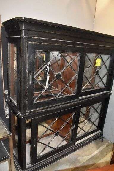 VITRINE FURNITURE DECK AND BASE, (2) SLIDING DOORS EACH WITH MIRRORED BACK - APPROX. 60" X 17" X 68" *STACKED*