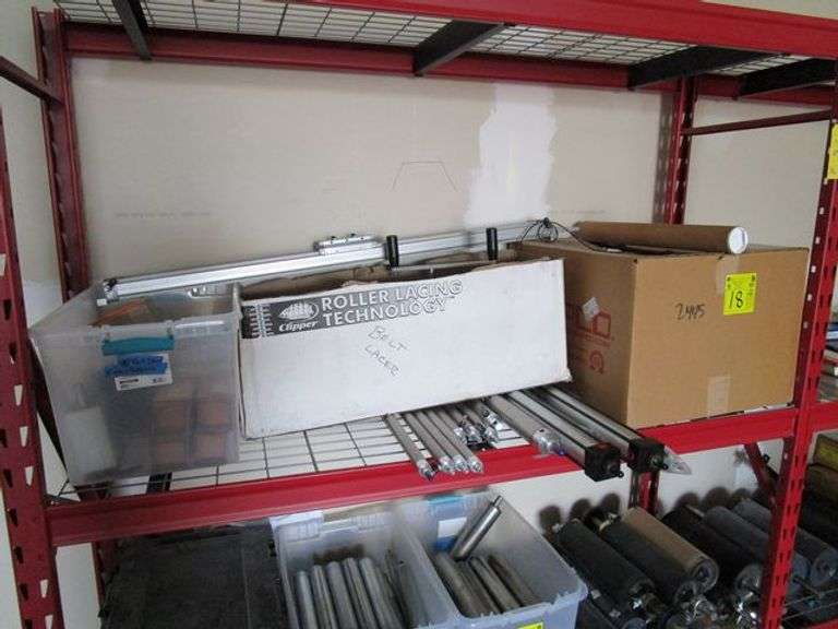 LOT, ASSORTED HEATER ELEMENTS, PNEUMATIC AIR CYLINDERS, BELT LACER AND ASSORTED ROLL STAND PARTS
