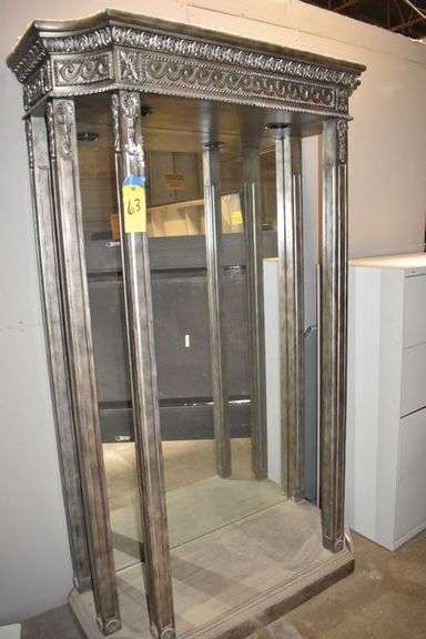 DISPLAY CABINET WITH LIGHTS, MIRRORED BACK *NO SHELVES* - APPROX. 48" X 20" X 84"