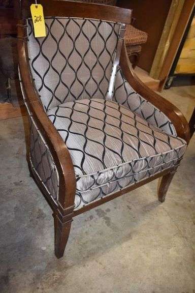 UPHOLSTERED ARM CHAIR WITH WOOD FRAME AND LEGS