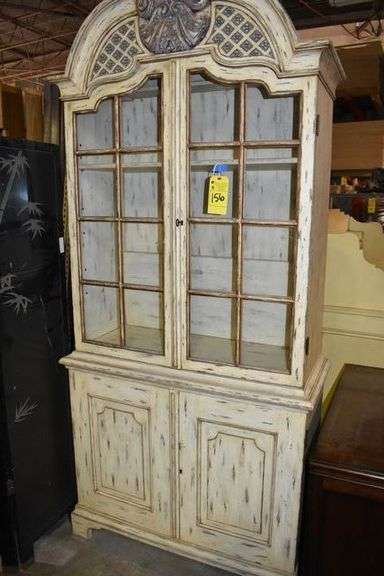 LOT, (1) WOOD CURIO CABINET - APPROX. 43" X 19" X 96" AND (1) PRIVACY SCREEN AS SHOWN - APPROX. 64" X 73"