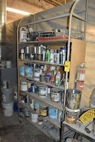 METAL SHELF WITH CONTENTS, PORTABLE - APPROX. 46" X 17" X 100"