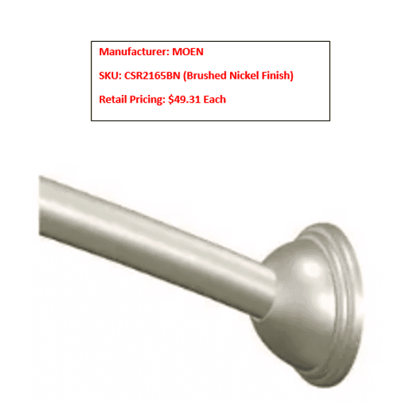 MOEN SHOWER RODS (Approx. 100 Shower Rods)