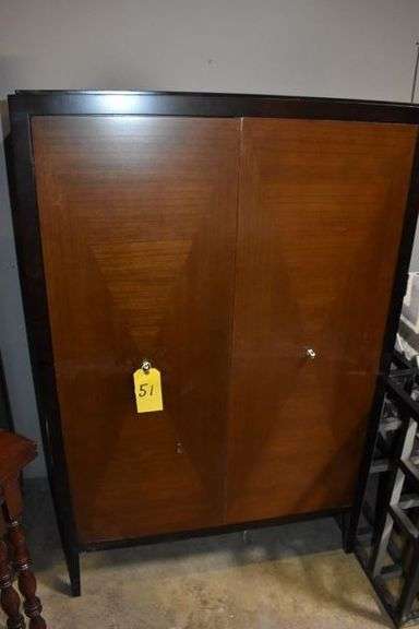 WOOD WARDROBE, 2-DOORS, 7-DRAWERS - APPROX. 39" X 25" X 59"  *DAMAGED*