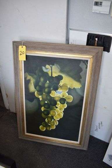 FRAMED PRINT ON CANVAS "GRAPES" - APPROX. 33" X 45"