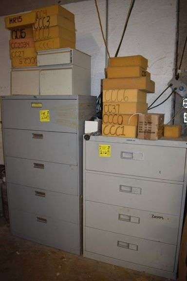 LOT, (1) 4-DRAWER METAL LATERAL FILE CABINET AND (1) 5-DRAWER METAL LATERAL FILE CABINET