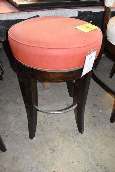 UPHOLSTERED SWIVELING BAR STOOL WITH WOOD LEGS