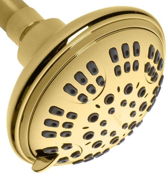 (NEW) CASE, SHOWER MAXX SHOWER HEAD MODEL H4D125-PB IN POLISHED BRASS - (45) PER CASE  **sold 10X the money**