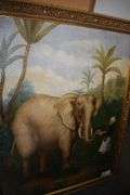 FRAMED PRINT ON CANVAS "ELEPHANT TREAT" - APPROX. 47" X 57" (sold 2x the money)