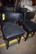 (4) VINYL SWIVELING BAR HEIGHT CHAIRS WITH WOOD LEGS