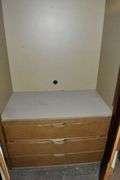 (2) DOOR WOOD ARMOIRE - APPROX. 47" X 29" X 78" WITH ASSORTED WOOD PRODUCTS AS SHOWN