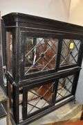 VITRINE FURNITURE DECK AND BASE, (2) SLIDING DOORS EACH WITH MIRRORED BACK - APPROX. 60" X 17" X 68" *STACKED*