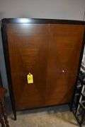 WOOD WARDROBE, 2-DOORS, 7-DRAWERS - APPROX. 39" X 25" X 59"  *DAMAGED*