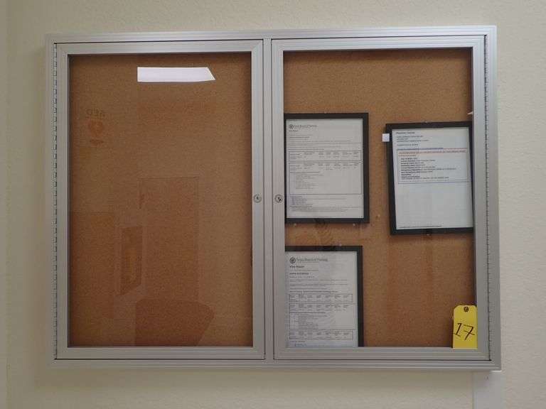 METAL WALL MOUNTED DISPLAY CABINET W/ GLASS DOORS