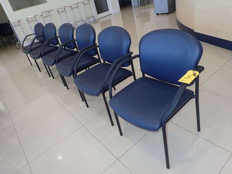 OFM METAL FRAMED ARM CHAIR IN BLUE VINYL **sold 6X the money**