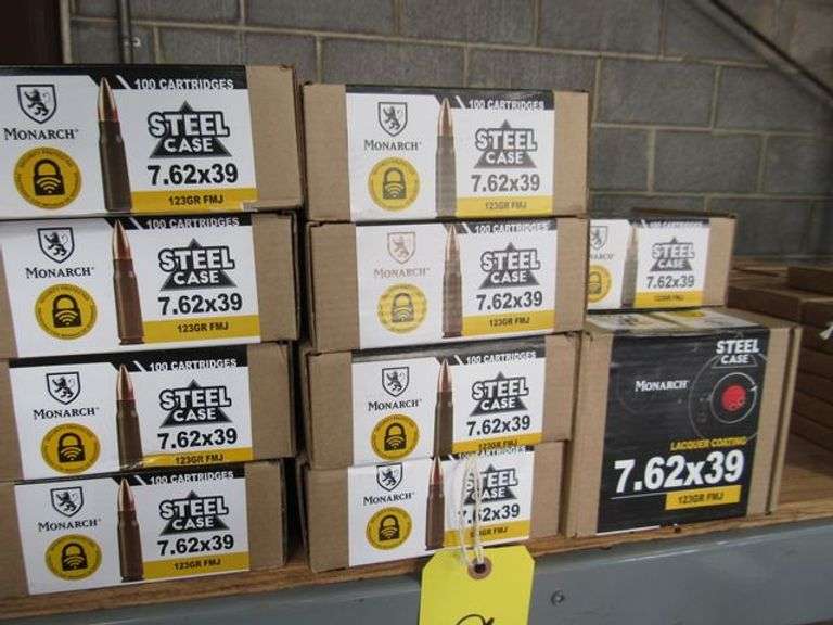 BOX, AMMO MONARCH STEEL CASE 123GRFMJ 7.62 X 39 100 PER BOX Â (sold 20x the money)