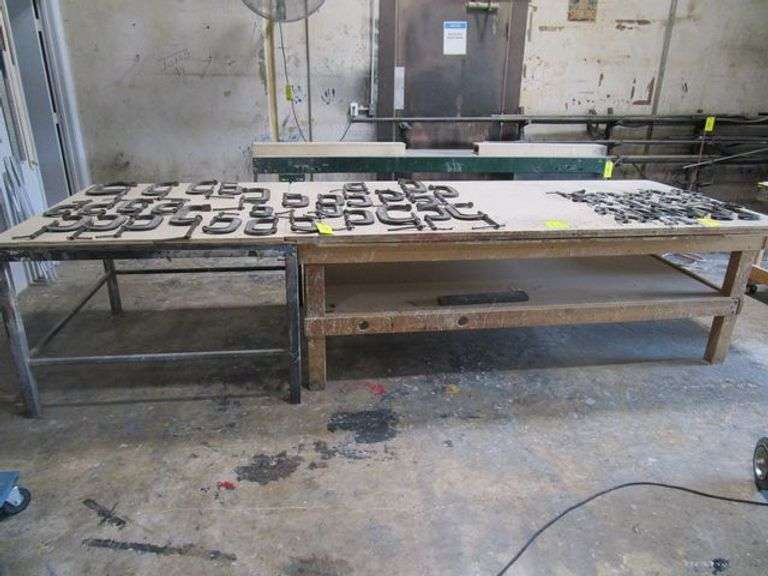 LOT, (1) WOOD TABLE APPROX. 4' X 8' & METAL FRAME TABLE W/WOOD TOP 4' X 4'