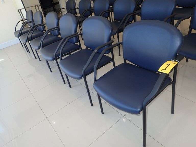 OFM METAL FRAMED ARM CHAIR IN BLUE VINYL **sold 6X the money**
