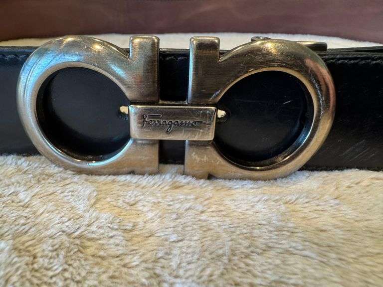 Ferragamo Leather Belt with Double Gancini Buckle, Reversible, Black and Brown