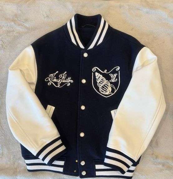 Louis Vuitton Varsity Jacket, Navy and White, Wool and Leather