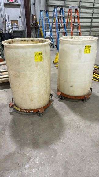 Industrial Plastic Drum with Dolly, 55-Gallon Capacity, White