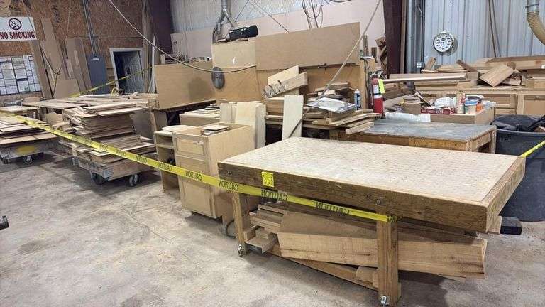 Assorted plywood, tables and more