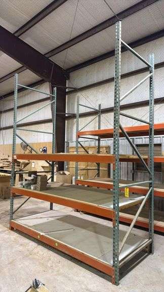 Industrial Warehouse Shelving Unit, 12' x 9' x 42", Steel, Orange/Green