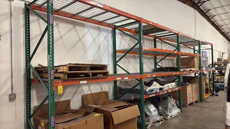 Industrial Warehouse Racking, Steel, 3 Shelves per Section, Wire Mesh Shelves