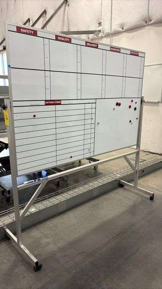 Uline Mobile Dry Erase Whiteboard, 72"x48", Double-Sided, Magnetic