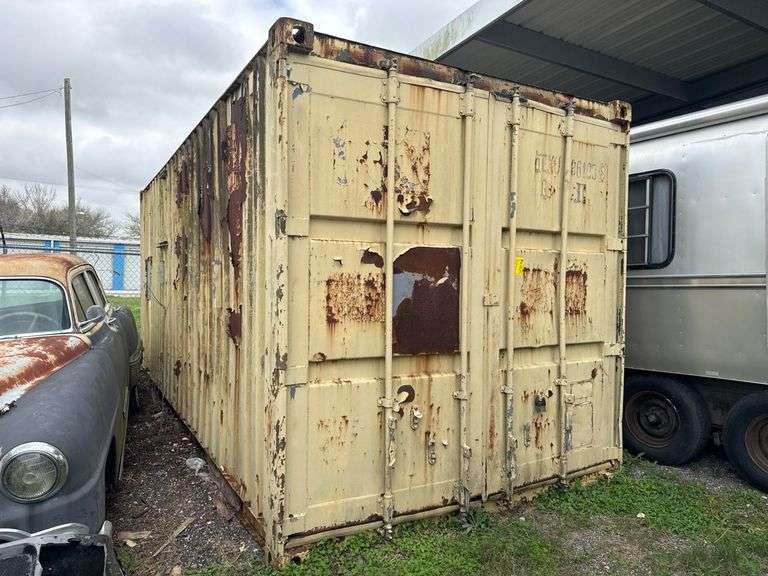 (Emtpy) Textainer 20ft Steel Shipping Container, Standard Dry Cargo, Rusted, Double Door