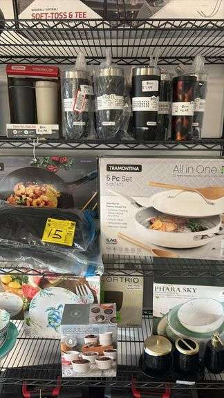 Lot of assorted drinkware, cookware, dishes and more as shown