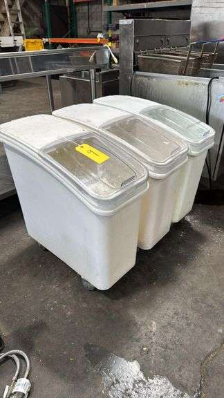 Wingo Commercial Mobile Ingredient Bins, 27 Gallon Each, Set of 3, with Lids and Casters
