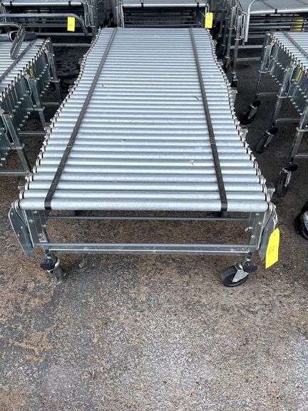 NestaFlex 24”W steel roller conveyor, portable & expandable 6’ to 19’