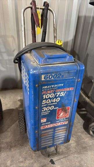 Associated 6002B Heavy-Duty Fleet Battery Charger, 6/12/18/24V, 300A Engine Start, 100A Charge