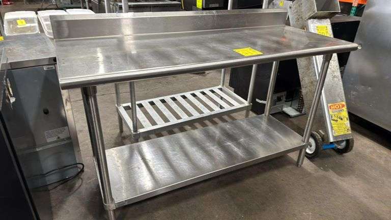60" Stainless Steel Commercial Work Table with Undershelf & Backsplash