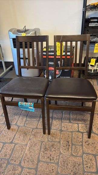 Stakmore Espresso Folding Chair, Brown Fabric Seat, 300 lb Capacity, Hardwood Frame, 0450P6K971