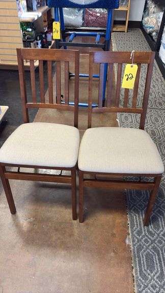 Stakmore Fruitwood Folding Chair Karla Shell Upholstered Seat, 300 lb Capacity, 2023, Model 0450P6J841