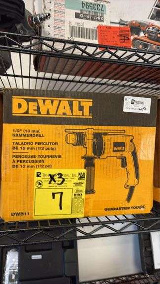 DeWalt DW511 1/2" (13mm) Hammer Drill, 7.8 Amp, 120V, Variable Speed, Original Box