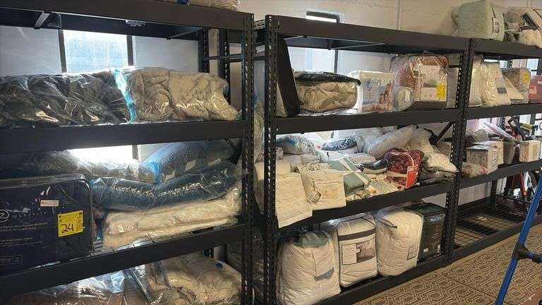 Large lot of assorted bed wear as shown, shelves are not included