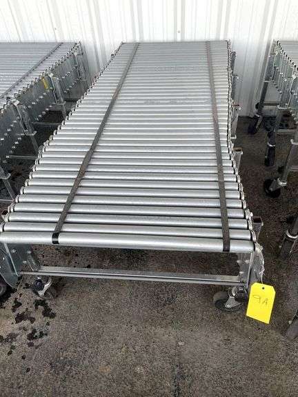 NestaFlex 24”W steel roller conveyor, portable & expandable 6’ to 19’