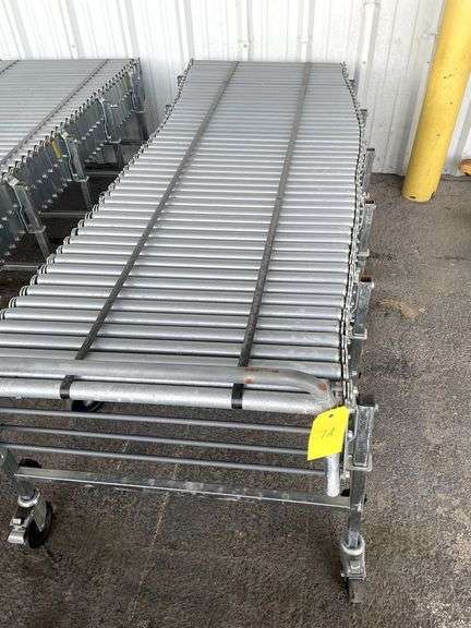 NestaFlex 24”W steel roller conveyor, portable & expandable 6’ to 19’