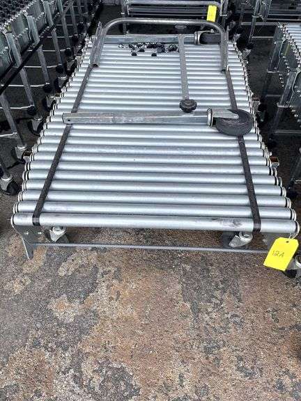 NestaFlex 24”W steel roller conveyor, portable & expandable 4’ to 12’