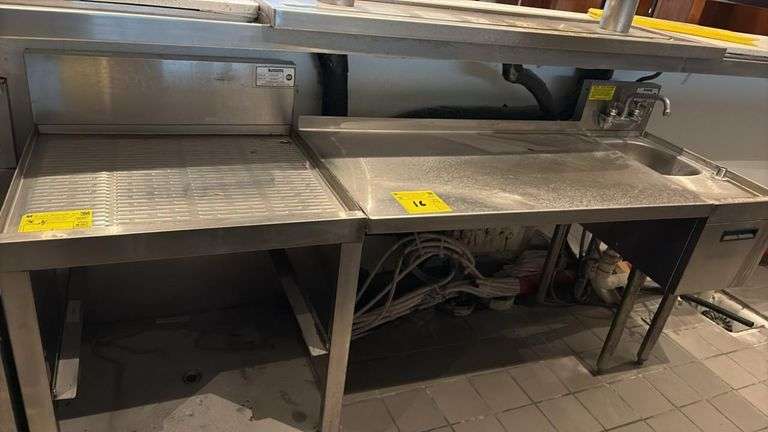 Krowne KR18-GSB1 Hand Sink & KR18-12DST Drainboard Station, Stainless, NSF, 36"x18"x32"