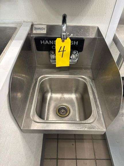 Steelton 522HS1216S Stainless Steel NSF Hand Sink, Wall Mount, Faucet & Splash Guards