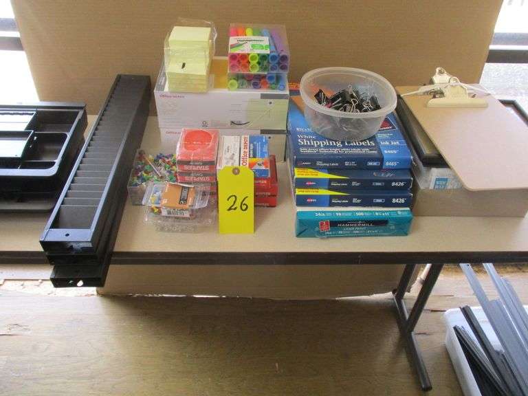 LOT, ASSORTED OFFICE SUPPLIES INCLUDING PAPER CUTTER