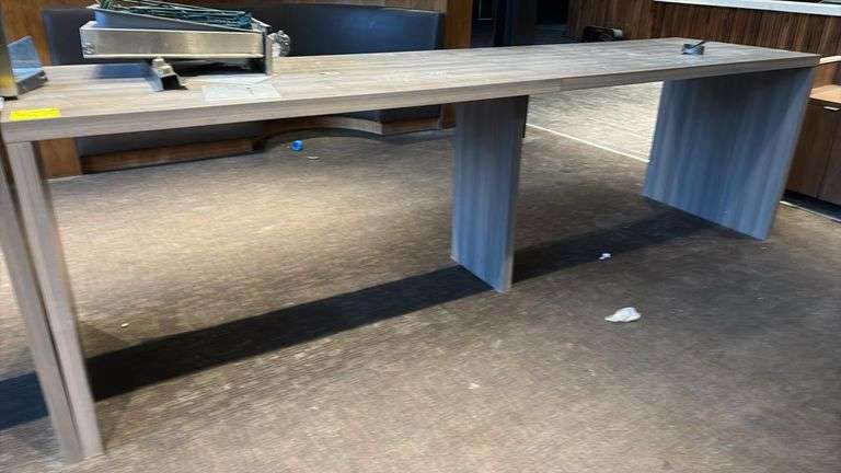 Rectangular Gray Wood-Laminate Conference Table,approximately 144“ x 36“ x 42“, sold empty , Modern Design, Seats 8-10