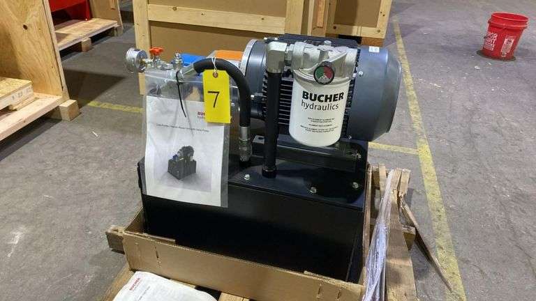 Bucher Hydraulics ZTJ000647 Power Unit, 10HP 3-Phase Techtop Motor, Model GRA0104D-TC-01, S/N 54246693-04