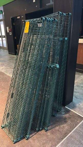 15 Green Epoxy Wire Shelving Rack Panels, assorted sizes, Commercial Storage, Heavy Duty