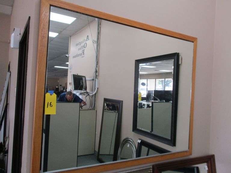 46" X 58" FRAMED MIRROR WITH WALL MOUNT